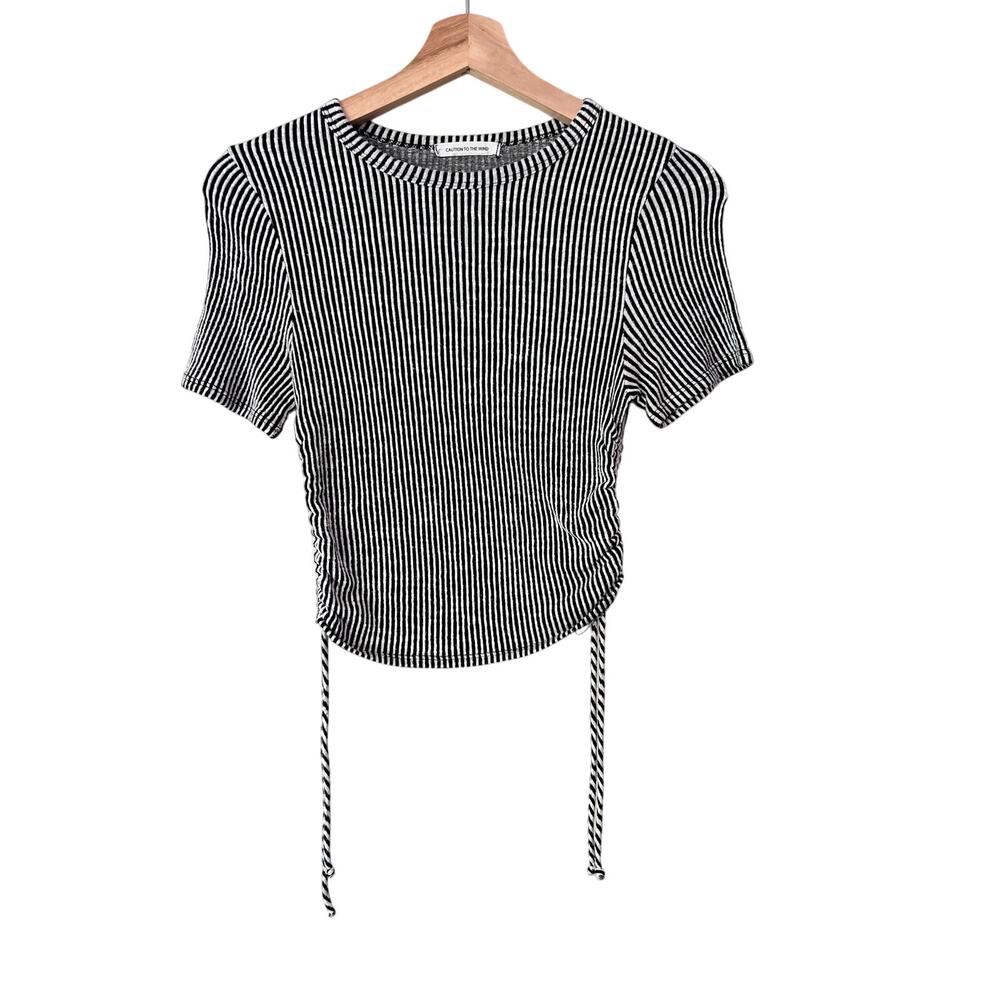 Stretchy Caution to the Wind Striped Crop Top - Size Medium